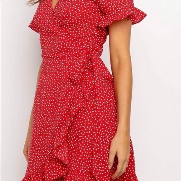 Wrap mini dress red NWOT - Picture 4 of 10